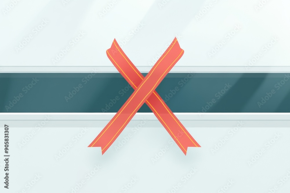 Red X placed against a glass wall symbolizing rejection prohibition and the clear boundaries set in a modern minimalistic environment. Red X placed against a glass wall symbolizing rejection prohibition and the clear boundaries set in a modern minimalistic environment.