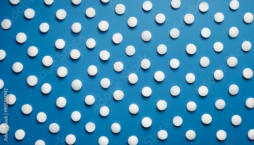 polka dot pattern off white circles blue background photo