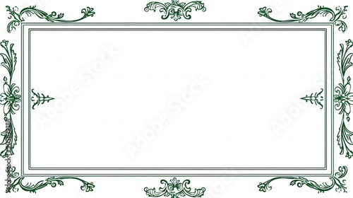 Simple Green Frame with Border on White Background