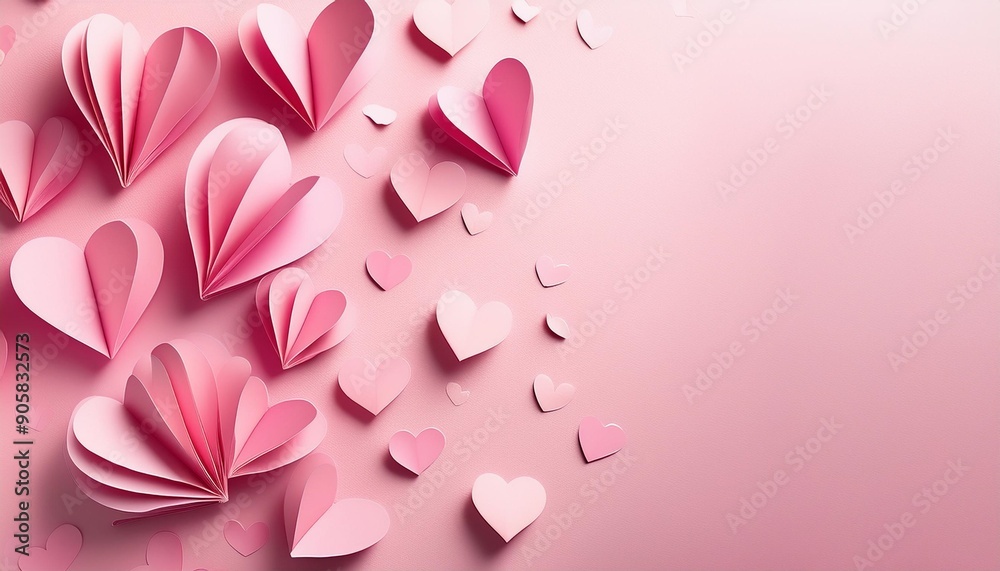 paper pink hearts fly on soft pink color background valentine day concept for design paper pink hearts fly on soft pink color background valentine day concept for design