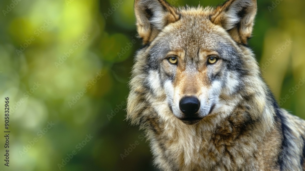Captive Gray Wolf Canis lupus Portrait in Zoo During Summer Captive Gray Wolf Canis lupus Portrait in Zoo During Summer
