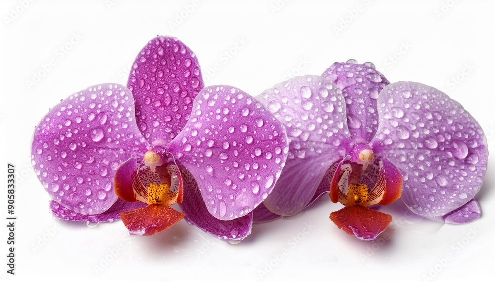 Fototapeta premium orchid flower with water drops isolated on a white background