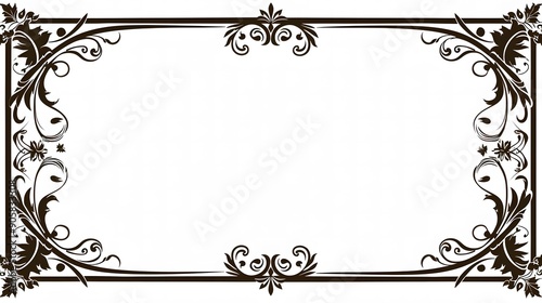 Simple Black Frame with Ornamental Edges on White Background