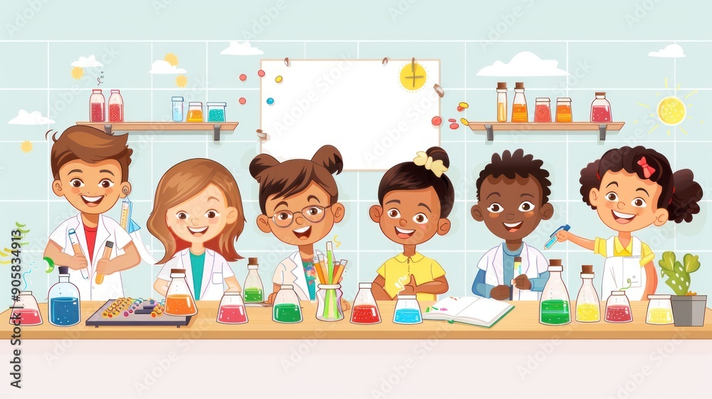 Science Class: Diverse Kids Experimenting Together Science Class: Diverse Kids Experimenting Together