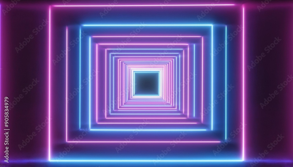 looped 3d animation neon tunnel with rotating square frames abstract cycled background looped 3d animation neon tunnel with rotating square frames abstract cycled background