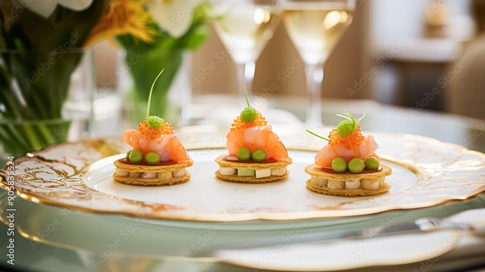 Food, hospitality and room service, starter appetisers as exquisite cuisine in hotel restaurant a la carte menu, culinary art and fine dining experience