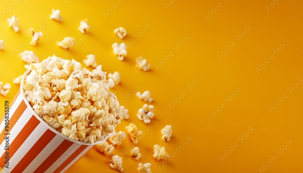 a bucket of popcorn on a yellow background a bucket of popcorn on a yellow background