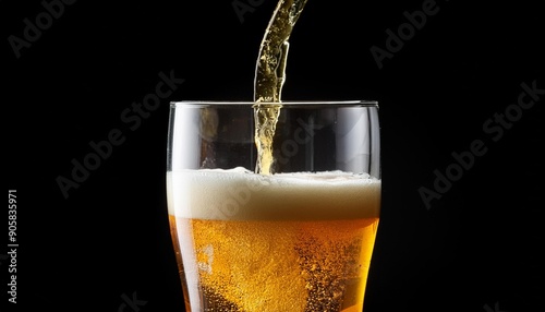 Wallpaper Mural beer poured into a glass on a black background Torontodigital.ca