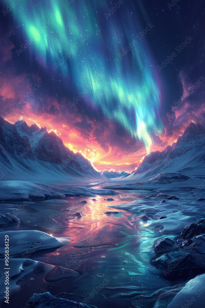 Naklejka premium northern lights wallpaper hd.generative ai