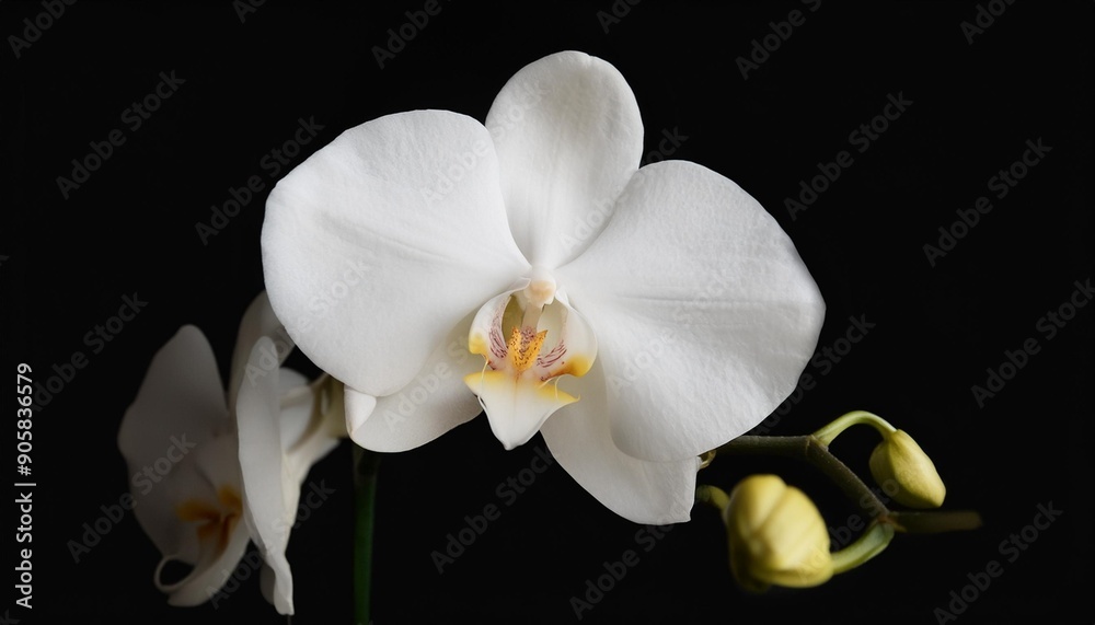 a simple and elegant design featuring a white orchid on a black background ideal for adding sophistication to any space available in various sizes to suit your needs a simple and elegant design featuring a white orchid on a black background ideal for adding sophistication to any space available in various sizes to suit your needs