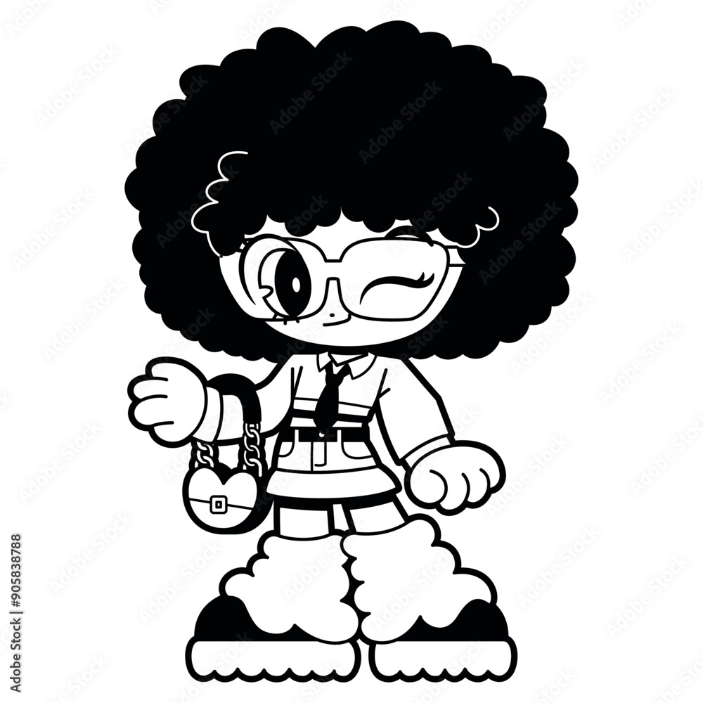 Vector Retro Cartoon Girl Character Y2k Style Illustration Isolated Vector Retro Cartoon Girl Character Y2k Style Illustration Isolated