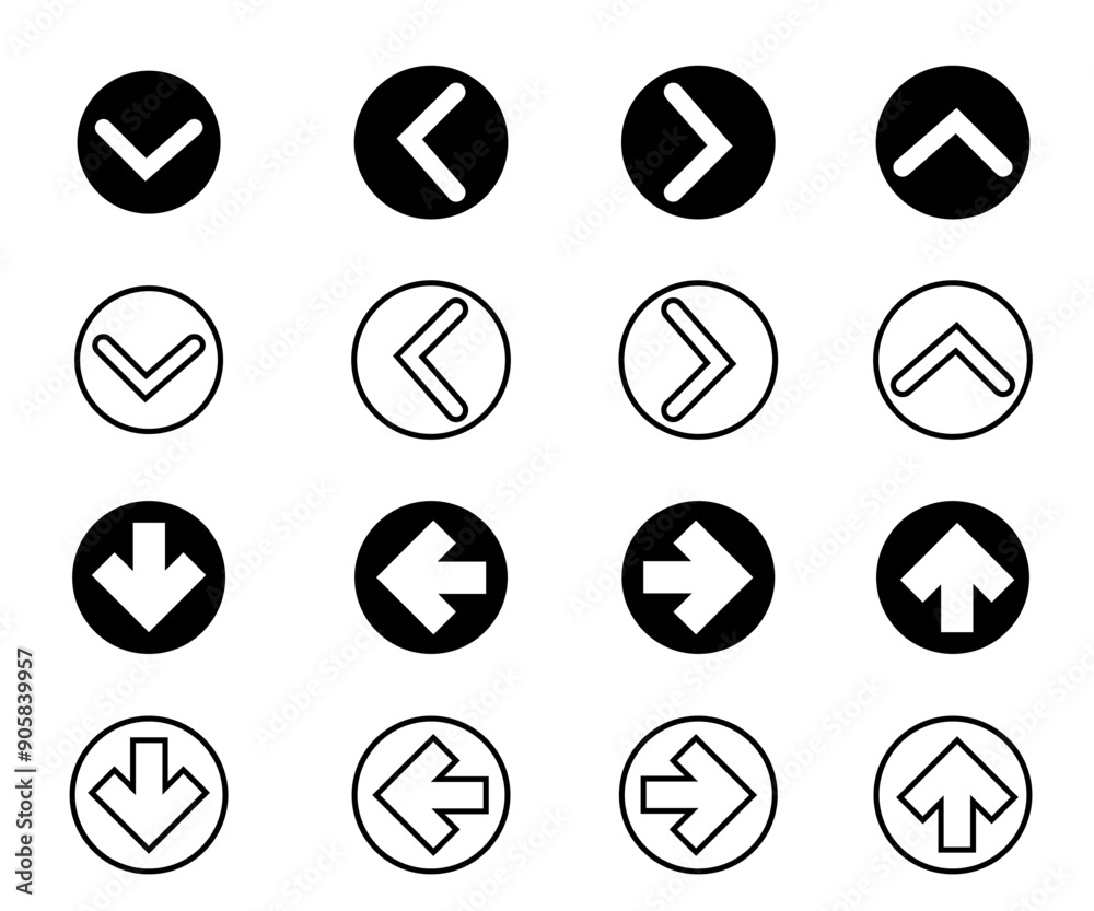 Set of Directional Arrows in Circle, Down, Up, Left, Right Icons for User Interface Design, Directional Icons Set, Navigation Arrow Icons, Interface Arrow Icons, Arrow Icons for UI Design Set of Directional Arrows in Circle, Down, Up, Left, Right Icons for User Interface Design, Directional Icons Set, Navigation Arrow Icons, Interface Arrow Icons, Arrow Icons for UI Design