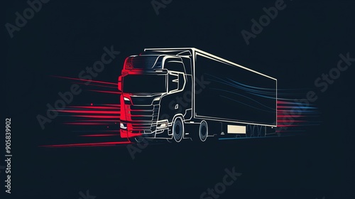 truck trailer transport logistics, delivery, express, cargo company, design template logo illustration isolated on dark background 