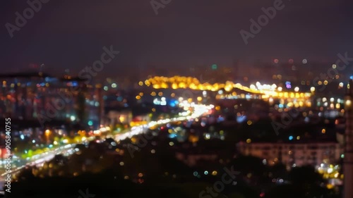 Wallpaper Mural Blurry cityscape at night, showcasing vibrant lights and dynamic motion, creating an energetic urban atmosphere. Torontodigital.ca