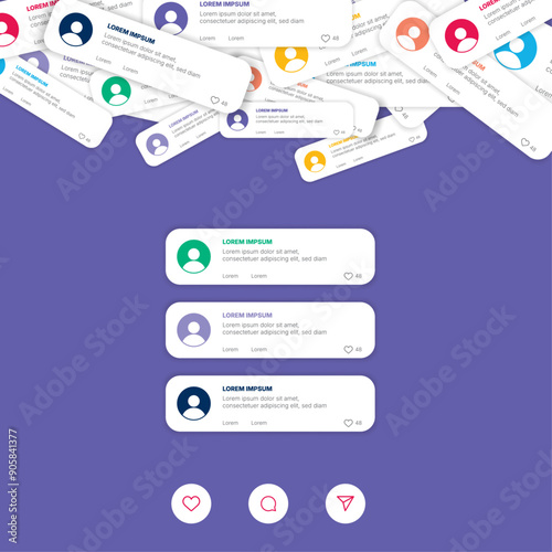 Colorful comments boxes on purple background