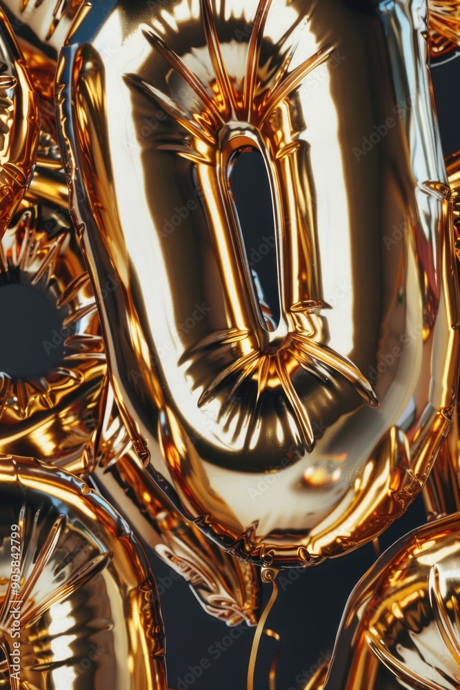 A cluster of gold balloons with the letter D in the middle, perfect for birthday or celebration decorations A cluster of gold balloons with the letter D in the middle, perfect for birthday or celebration decorations