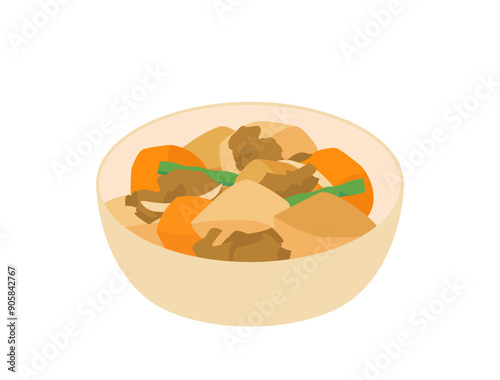 肉じゃがのイラスト　大盛りバージョン