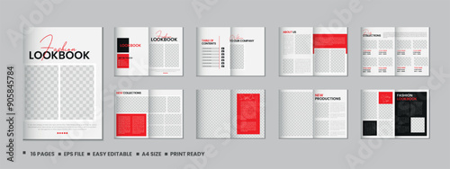Fashion photobook portfolio or 16 pages brochure template design