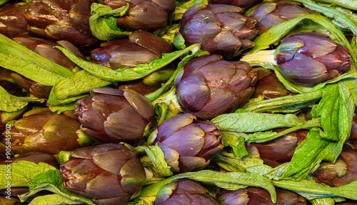 A beautiful layout of artichokes in a box