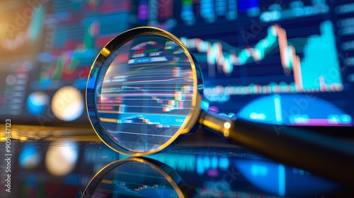 Wallpaper Mural Magnifying Glass on Financial Chart Torontodigital.ca