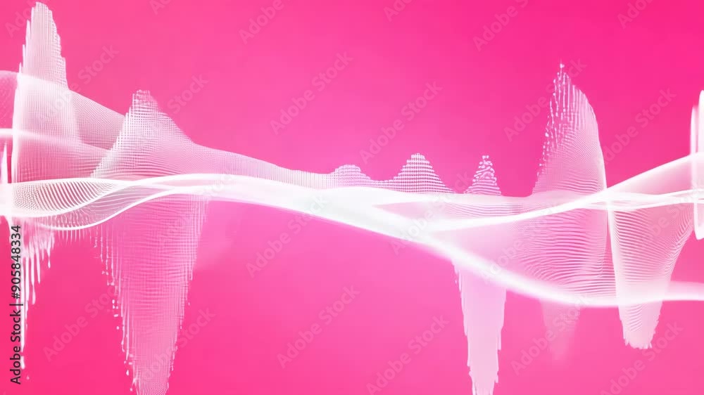 White sound waves moving on vivid pink background. Abstract technology 3D animation symbolized the pulse of music information for corporative presentation or promo clip.