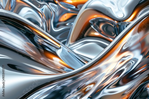 Wallpaper Mural Futuristic melted chrome liquid metal shapes Torontodigital.ca