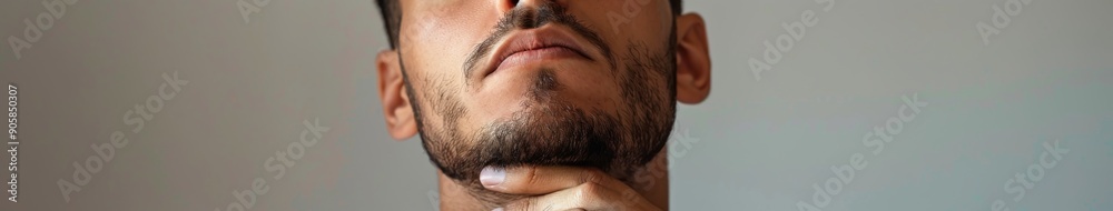Man Experiencing Discomfort and Pain in His Throat, Illustrating the Concept of Sore Throat, Health Issues, and the Struggle with Physical Discontent. Man Experiencing Discomfort and Pain in His Throat, Illustrating the Concept of Sore Throat, Health Issues, and the Struggle with Physical Discontent.