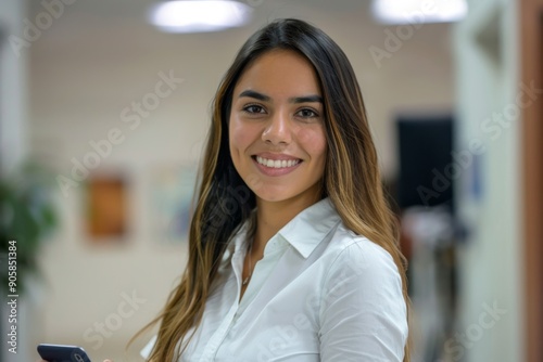 Wallpaper Mural Portrait of a smiling young female sales representative Torontodigital.ca