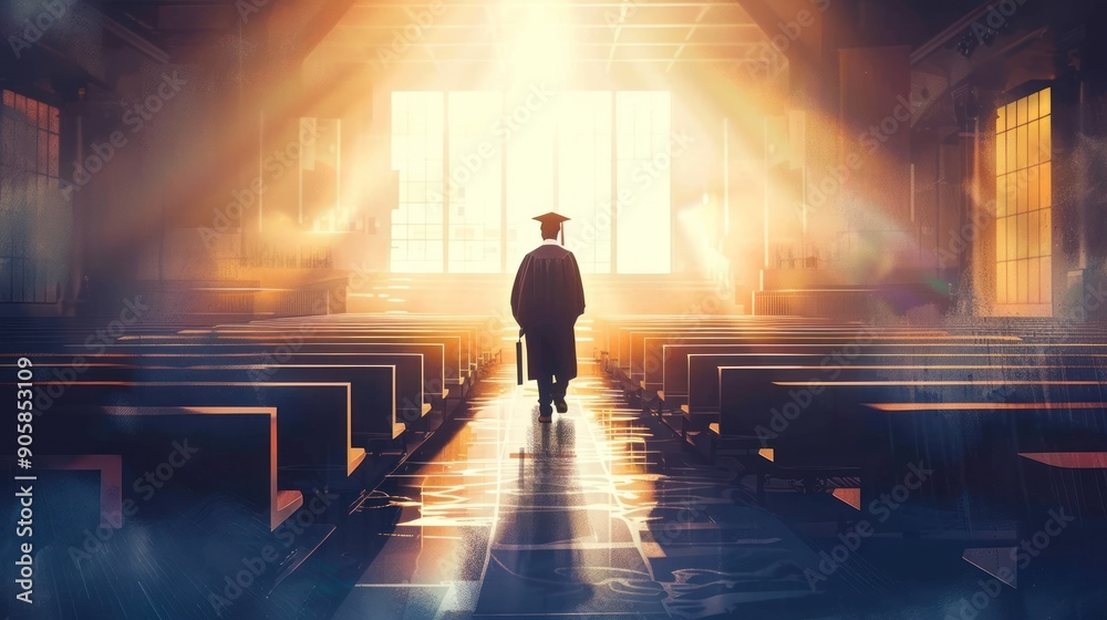 Graduate Walking Towards The Light. Graduate Walking Towards The Light.