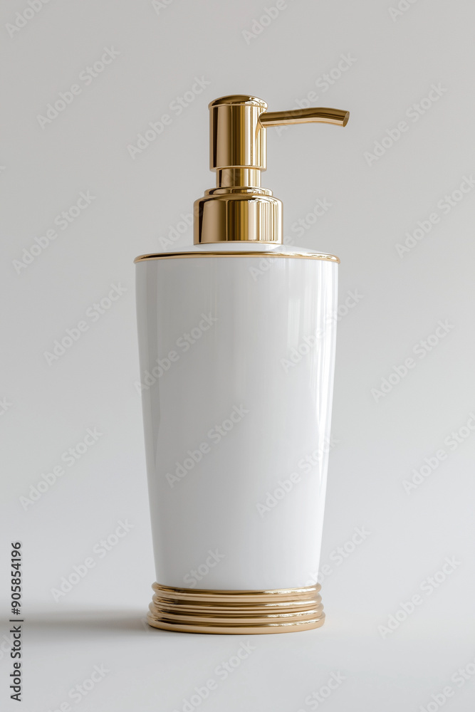Image of hair and body wash dispenser with a white blank label on them
