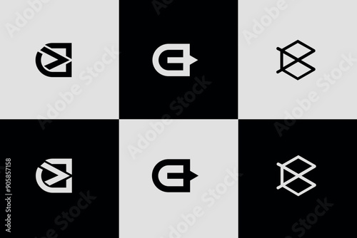 Set of letter D logo with modern creative design vector illustration, Set of abstract initial letter d logo template. icons for business technology