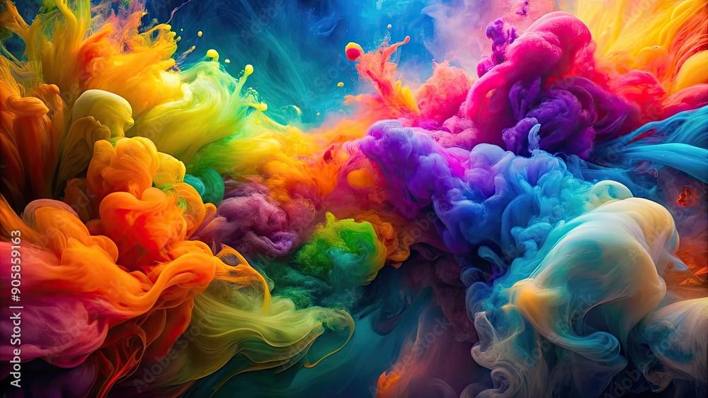 Obraz premium Colorful abstract flowing ink background with vibrant hues and fluid shapes, abstract, colorful, ink, background, poster
