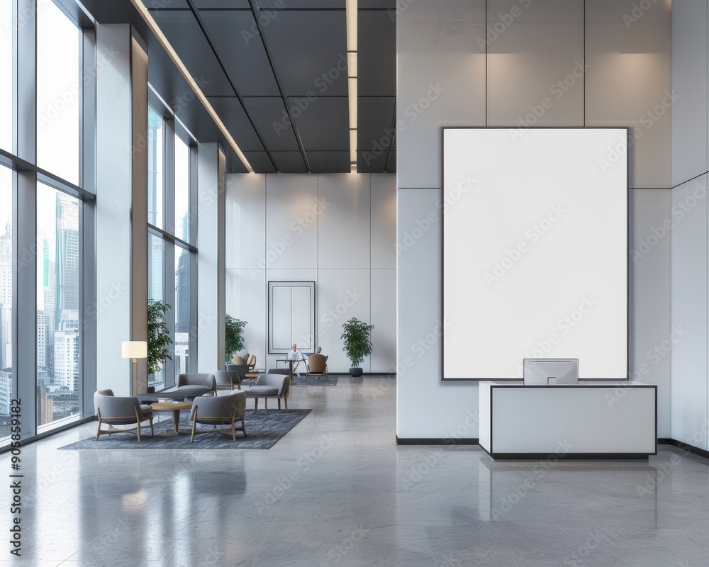 Fototapeta premium Modern corporate branding mockup in business office reception ai generated photography