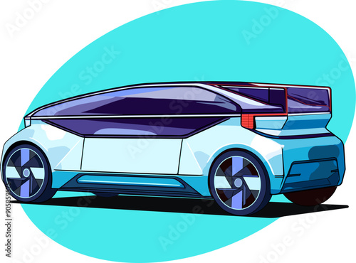 Elegance concept, electric car, realistic vector drawing