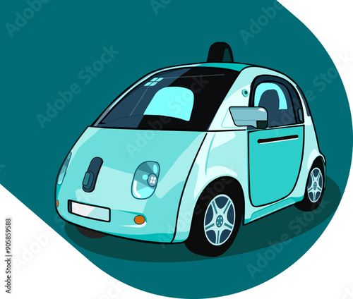 Autonomous electric car concept, vector drawing