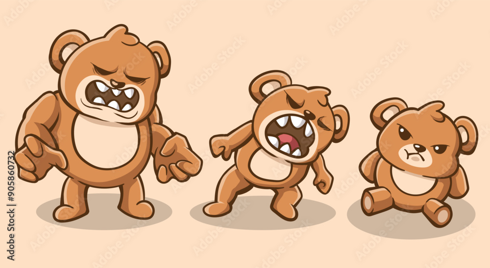 Collections illustration of a bear that is angry but looks very cute, character design, sticker design, digital design, illustration art, children illustration Collections illustration of a bear that is angry but looks very cute, character design, sticker design, digital design, illustration art, children illustration