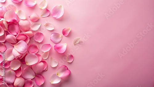Pink rose petals scattered on a soft pink background, rose, petals, flowers, pink, background, texture, romantic, beauty, soft