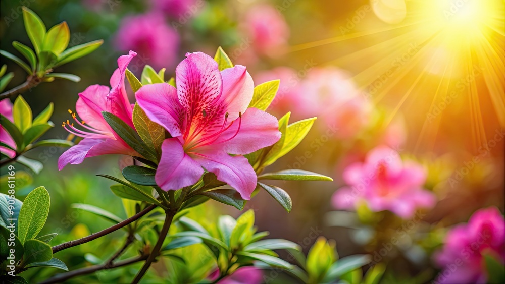 Beautiful azalea flower glowing in the sun, azalea, flower, beautiful, nature, sunlight, garden, blooming, colorful, vibrant