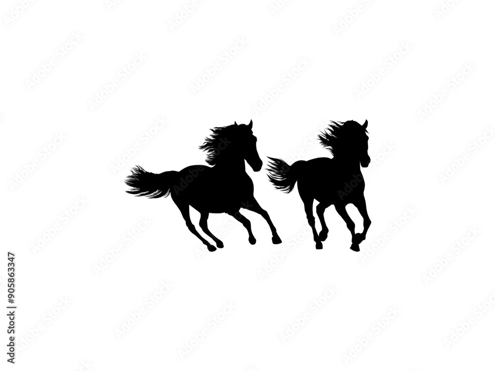 Pair Horse Silhouette, flat style, can use for Logo Gram, Art Illustration, Emblem, Pictogram, Apps, Website or Graphic Design Element. Vector Illustration Pair Horse Silhouette, flat style, can use for Logo Gram, Art Illustration, Emblem, Pictogram, Apps, Website or Graphic Design Element. Vector Illustration