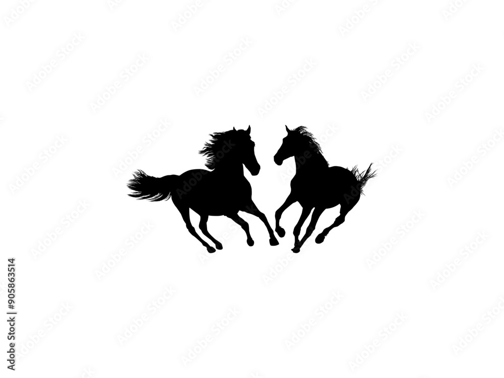 Pair Horse Silhouette, flat style, can use for Logo Gram, Art Illustration, Emblem, Pictogram, Apps, Website or Graphic Design Element. Vector Illustration Pair Horse Silhouette, flat style, can use for Logo Gram, Art Illustration, Emblem, Pictogram, Apps, Website or Graphic Design Element. Vector Illustration