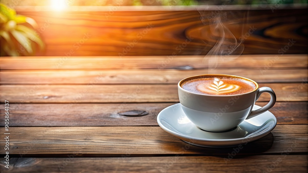 A cup of hot coffee placed on a wooden table, coffee, beverage, drink, caffeine, mug, refreshment, morning, break, aroma A cup of hot coffee placed on a wooden table, coffee, beverage, drink, caffeine, mug, refreshment, morning, break, aroma