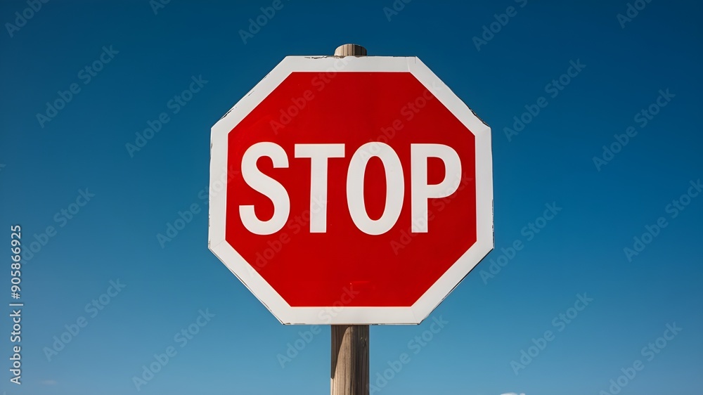 A bold, red stop sign shape, combined with a flat design, creating a visually appealing and easily recognizable symbol. A bold, red stop sign shape, combined with a flat design, creating a visually appealing and easily recognizable symbol.