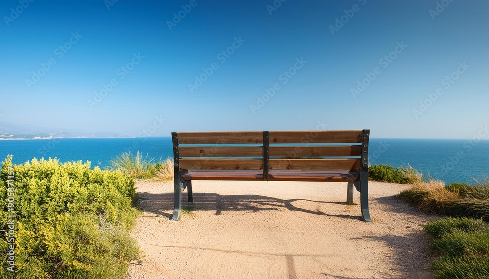 empty bench on the beach empty bench on the beach