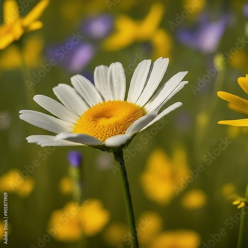 Obraz na płótnie AI Generated Image Of Beautiful Flower Daisy.
Closeup image focusing on details of flower petals. w salonie