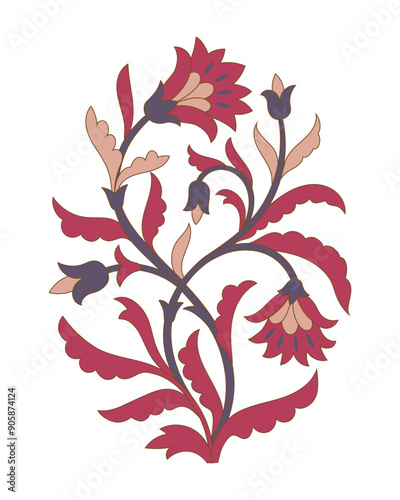 Tradition mughal flower motif, fantasy flowers in retro, vintage style