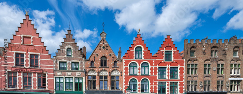Beautiful architecture at market square in Bruges, Belgium