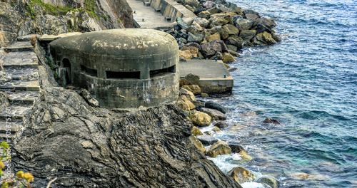 A World War Two Bunker on the coast near Monterosso, Italy