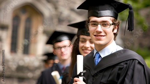 Proud Graduate Holding Diploma.