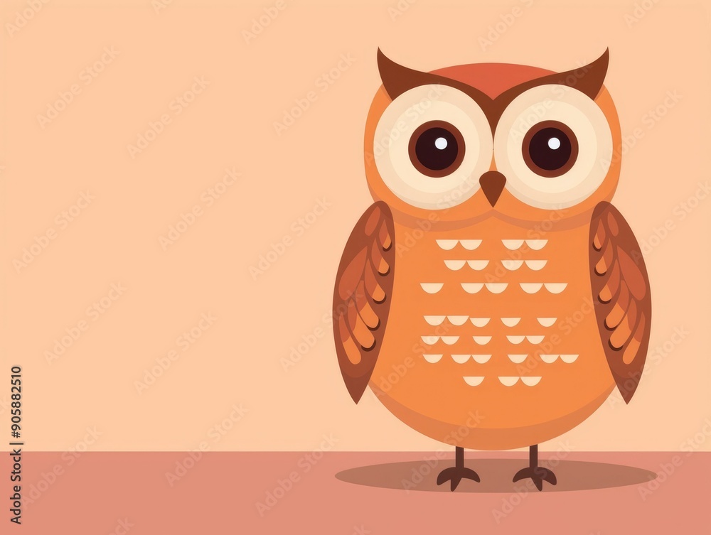 Delightful cartoon style of a simple  adorable owl with big eyes  perfect for children s books  nursery wall art  prints  stickers  and other kid friendly stationery and home decor products