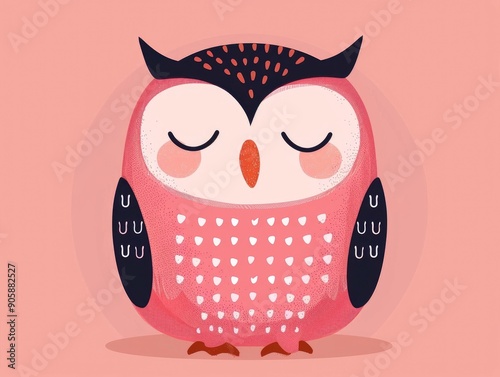 Cute and Colorful Cartoon Style of a Simple Owl Design Suitable for Nursery Wall Art Children s Books Prints and Home Decor photo